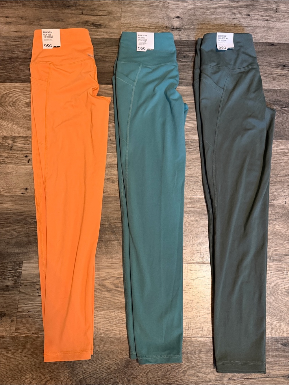 NWT DSG Momentum Leggings Bundle Set of 3 Womens XS 7/8 Orange Teal Muted Olive